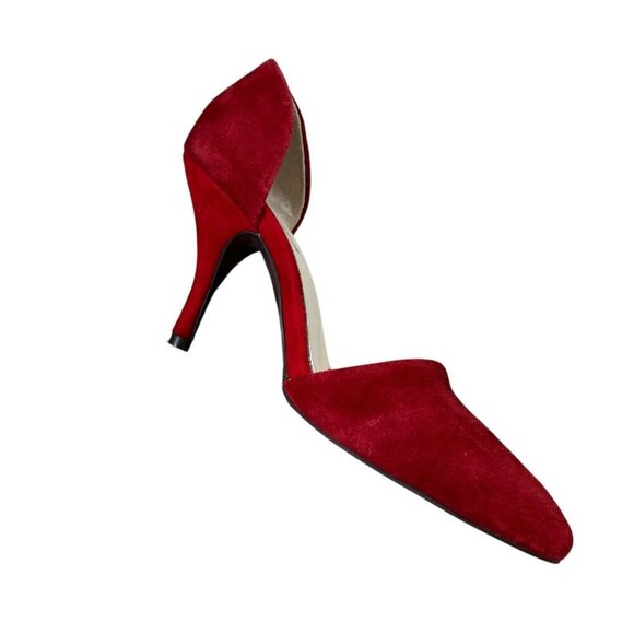 Jeffrey Campbell D'orsay High Heels Pumps Size 8 Red Suede Event Valentines Day - Picture 9 of 11
